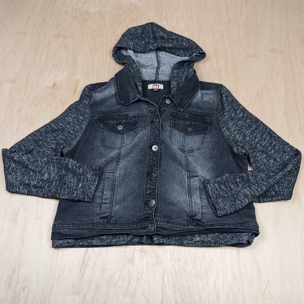 Lei, Button Up Jean Jacket Hoodie Juniors (XL)